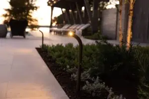 Outdoor lighting providing a soft ambience to an outdoor space