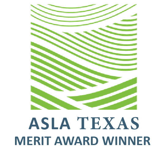Texas ASLA Merit Award Winner badge for the Rose Branch landscape architecture project