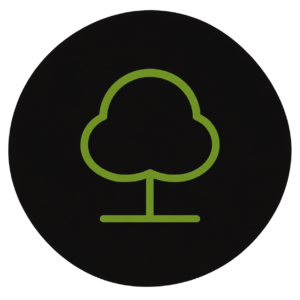 Minimal existing tree and natural features icon showing a mature tree silhouette