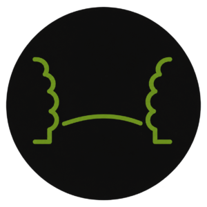 Minimal landscape icon showing a view framed by privacy plantings